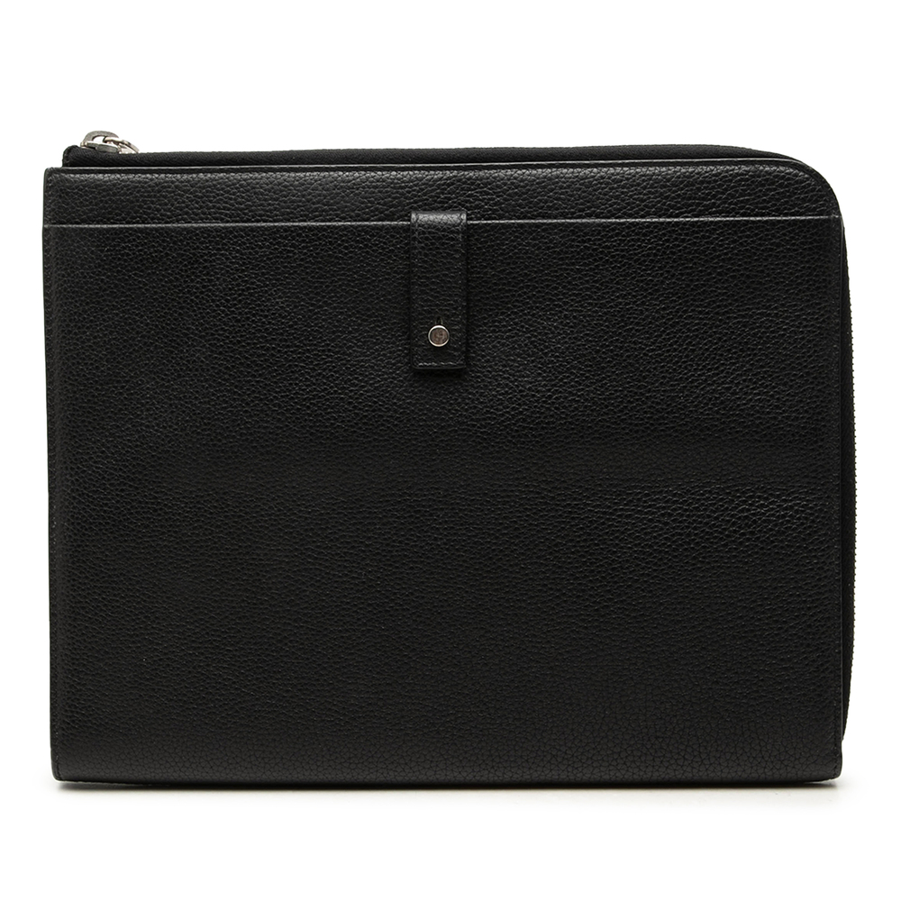 Pre-Loved Saint Laurent Grained Calfskin Classic Zip Around Snap Clutch
